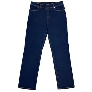 Betabrand Signature Yoga Denim Pants XL Dark Wash Straight Leg Pull On Jeans